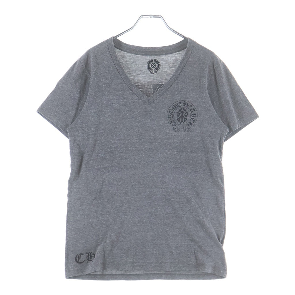 CHROME HEARTS(クロムハーツ) OLD AMERICAN FLAG VINE DAGGER HORSESHOE TEE オールド アメリカンフラッグ ヴァインダガー ホースシュー Vネック 半袖Tシャツ カットソー ブラック