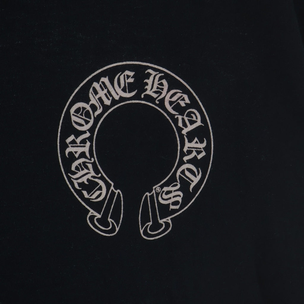 CHROME HEARTS(クロムハーツ) OLD CH T-SHIRT オールド 胸ホースシュー バックスクロールラベル プリントTシャツ 半袖クルーネックカットソー ブラック
