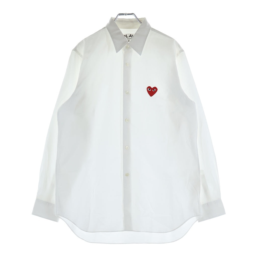 PLAY COMME des GARCONS(プレイコムデギャルソン) AD2016 胸ハートロゴワッペン 長袖ボタンシャツ ホワイト AZ-B002