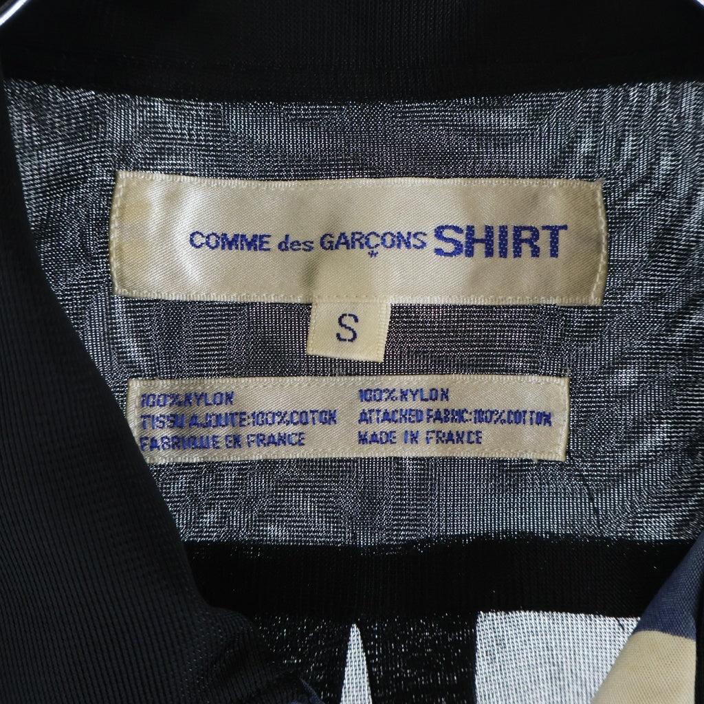 COMME des GARCONS SHIRT(コムデギャルソンシャツ) 02AW ナイロン ロングスリーブ アロハシャツ ブルー/ブラック W10147