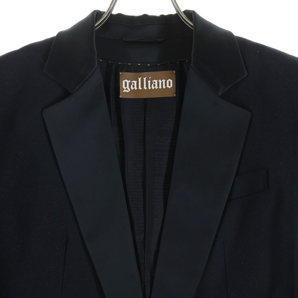 John Galliano(ジョン ガリアーノ) ロゴプレート レーヨン混 シングルテーラードジャケット ブラック WR6500 68649