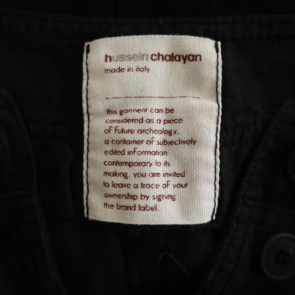 hussein chalayan(フセインチャラヤン) リネン混 ロングスリーブ ブラウス ボタンカーディガン レディース ブラック HDM550T