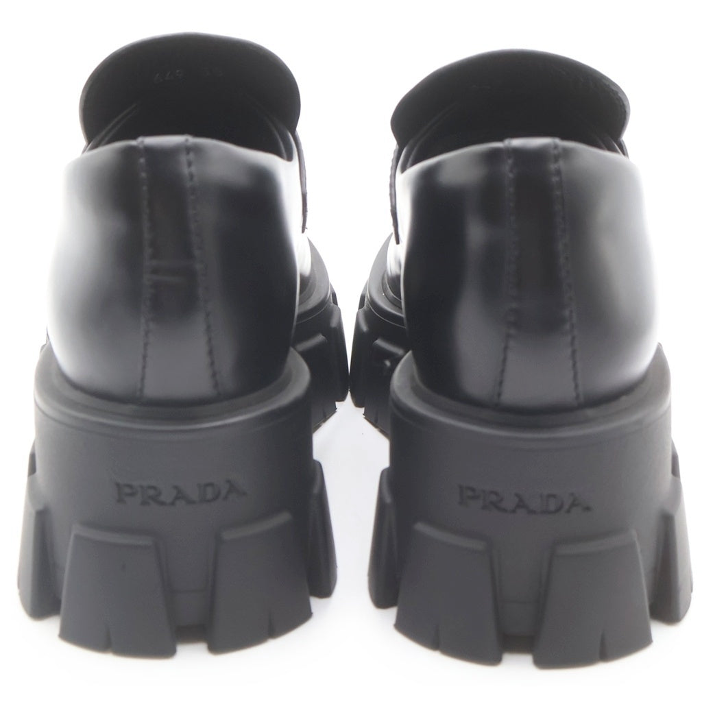 PRADA(プラダ) BRUSHED LEATHER MONOLITH LOAFERS モノリス ブラッシュドレザー ローファー ブラック レディース 649