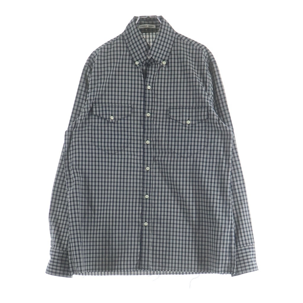 NO BRAND(ノーブランド) CARTER YOUNG カーターヤング WESTERN BUSINESS SHIRT ICE PLAID ウエスタンビジネスシャツ アイスプレイド ギンガムチェック カットオフ グレー