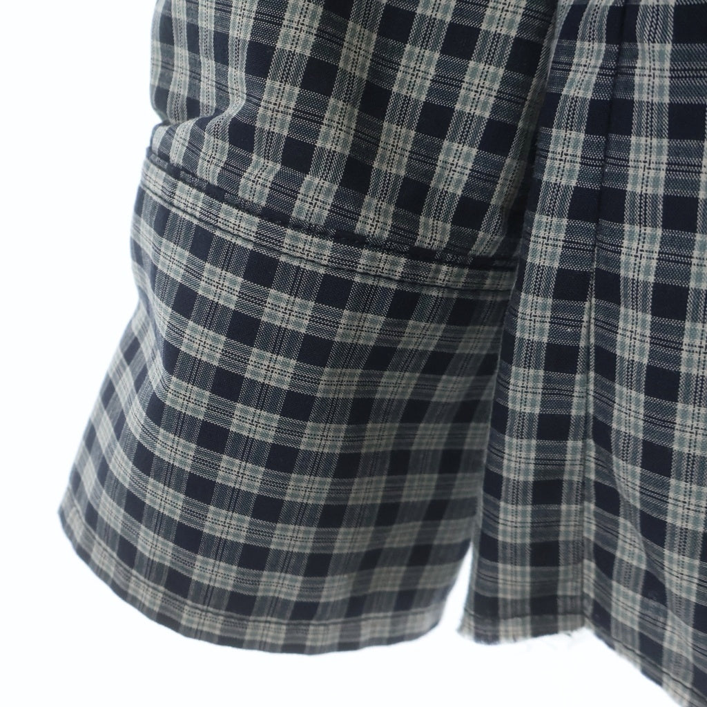 NO BRAND(ノーブランド) CARTER YOUNG カーターヤング WESTERN BUSINESS SHIRT ICE PLAID ウエスタンビジネスシャツ アイスプレイド ギンガムチェック カットオフ グレー