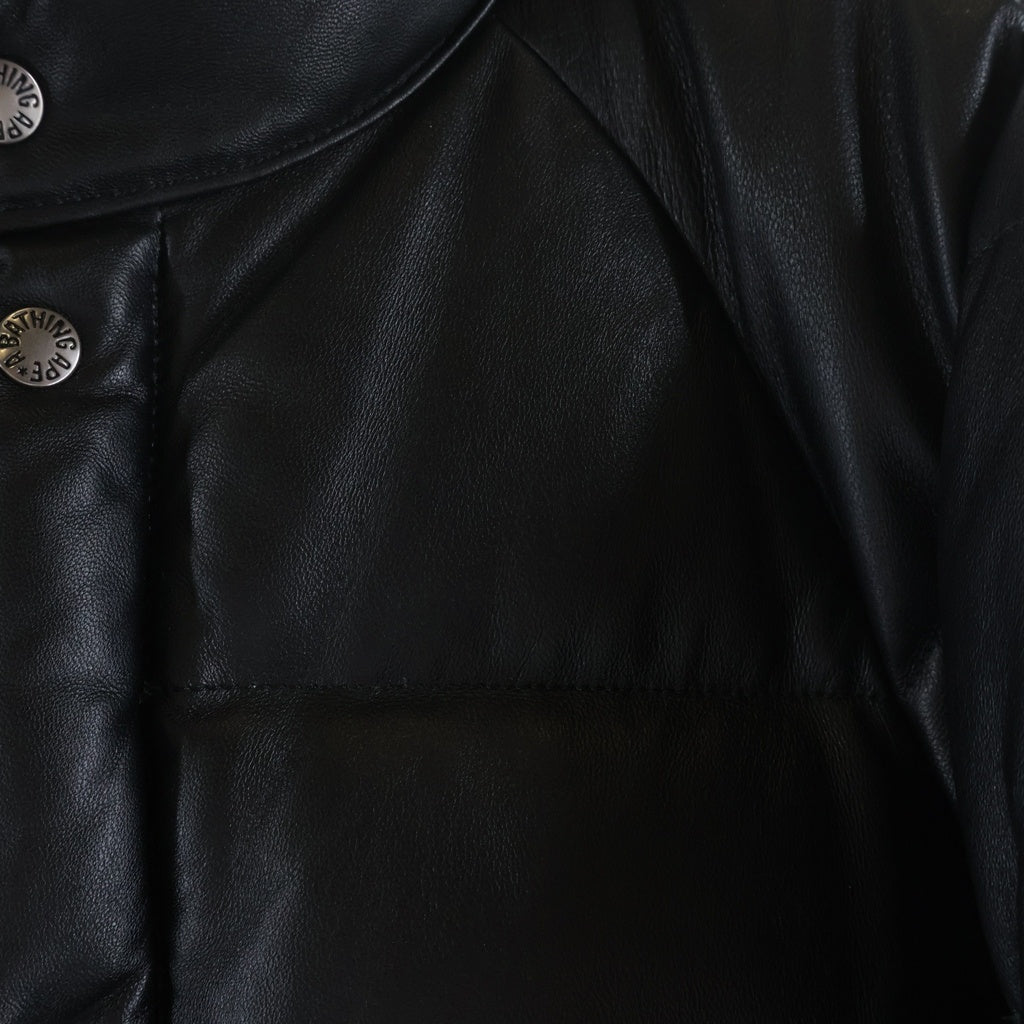A BATHING APE(アベイシングエイプ) LETHER CLASSIC DOWN JACKET シープスキン 羊皮 レザー クラッシック ダウン ジャケット ブラック 001HJB801009X