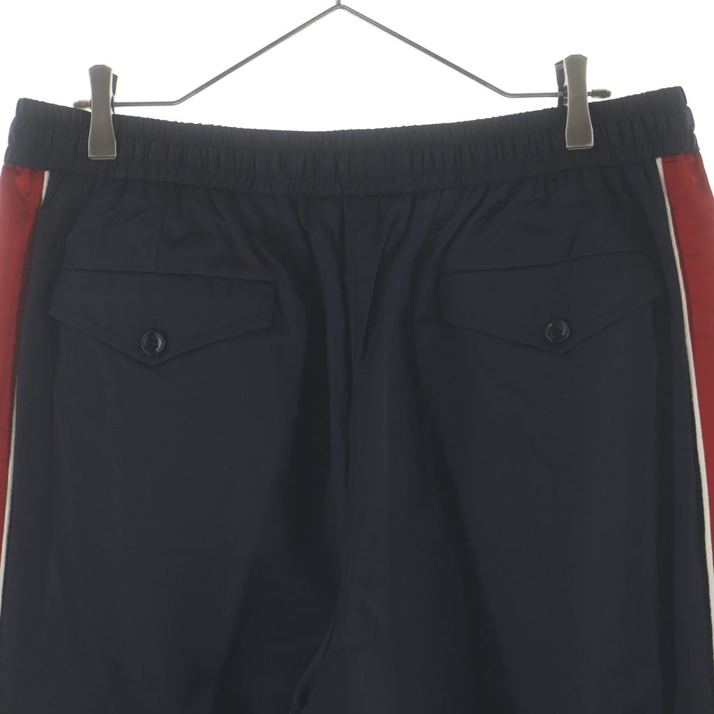 GUCCI(グッチ) サイドライン シルク混 レーヨントラックパンツ ブラック/レッド 519621 Z499A