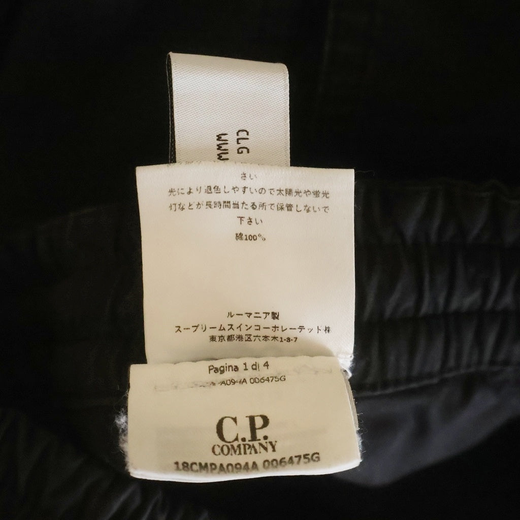 C.P. Company(シーピーカンパニー) MICROREPS BOXY CARGO LENS PANTS 製品染 マイクロレップス ボクシーカーゴレンズパンツ ブラック 18CMPA094A 006475G
