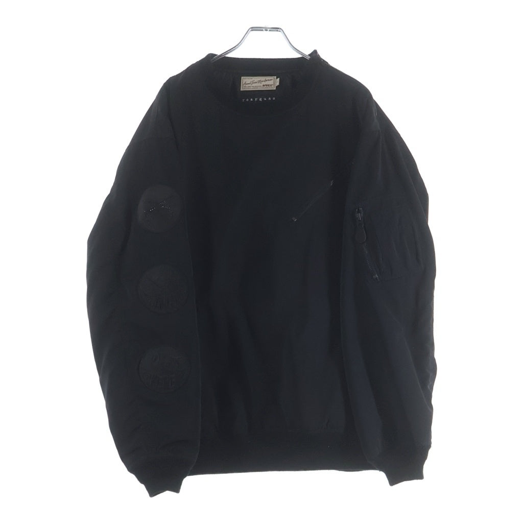 AVIREX(アヴィレックス) ROARGUNS別注 TYPE MA-1 CREW NECK WAPPEN CUSTOM 袖ワッペンカスタム 中綿クルーネックプルオーバー ブラック 6182197
