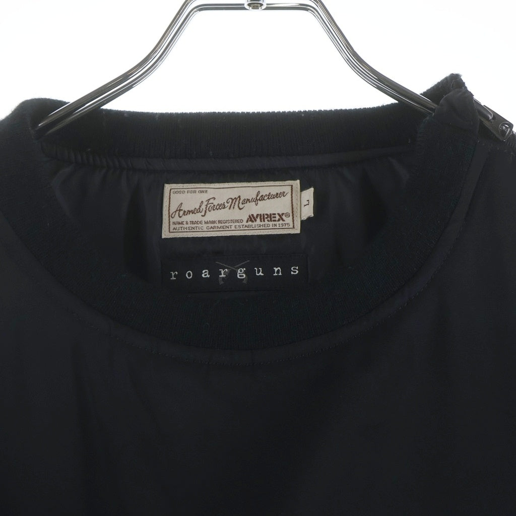 AVIREX(アヴィレックス) ROARGUNS別注 TYPE MA-1 CREW NECK WAPPEN CUSTOM 袖ワッペンカスタム 中綿クルーネックプルオーバー ブラック 6182197
