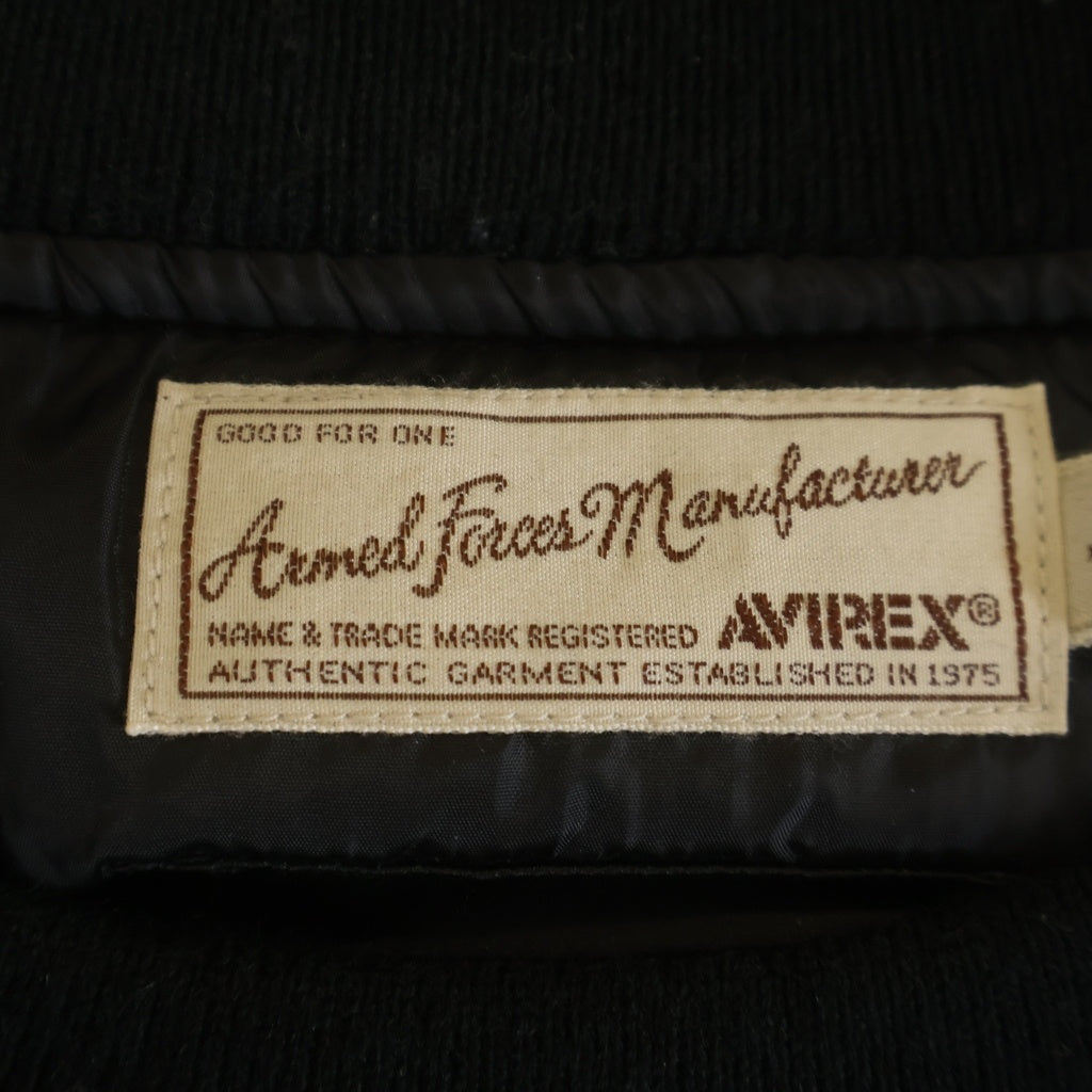 AVIREX(アヴィレックス) ROARGUNS別注 TYPE MA-1 CREW NECK WAPPEN CUSTOM 袖ワッペンカスタム 中綿クルーネックプルオーバー ブラック 6182197