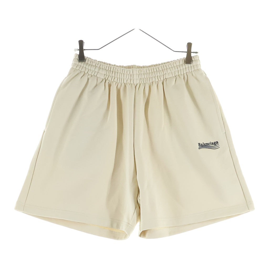 BALENCIAGA(バレンシアガ) 22SS Political Campaign Sweat Shorts ポリティカル キャンペーンロゴ刺繍 スウェットショーツ ハーフパンツ ベージュ 676137 TKVI9