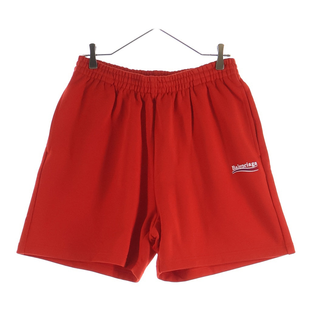 BALENCIAGA(バレンシアガ) 22SS Political Campaign Sweat Shorts ポリティカル キャンペーンロゴ刺繍 スウェットショーツ ハーフパンツ レッド 676137 TKVI9
