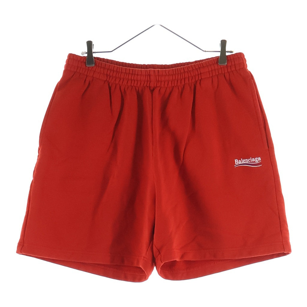 BALENCIAGA(バレンシアガ) 22SS Political Campaign Sweat Shorts ポリティカル キャンペーンロゴ刺繍 スウェットショーツ ハーフパンツ レッド 676137 TKVI9