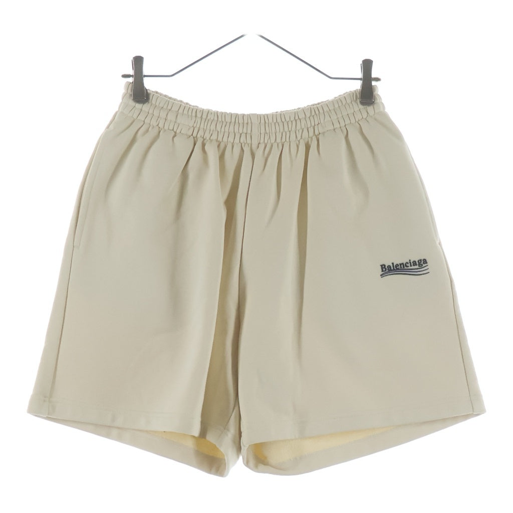 BALENCIAGA(バレンシアガ) 22SS Political Campaign Sweat Shorts ポリティカル キャンペーンロゴ刺繍 スウェットショーツ ハーフパンツ ベージュ 676137 TKVI9