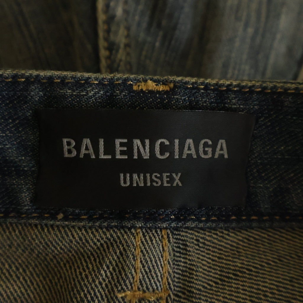 BALENCIAGA(バレンシアガ) 23AW カットオフ ヴィンテージ加工 デニムショーツ ハーフパンツ インディゴ 753212 TNW65