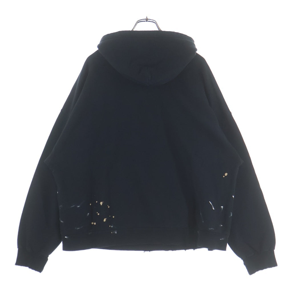 BALENCIAGA(バレンシアガ) 22AW ロゴプリント ダメージ加工 プルオーバースウェットパーカー フーディー ブラック 674986TMVH4