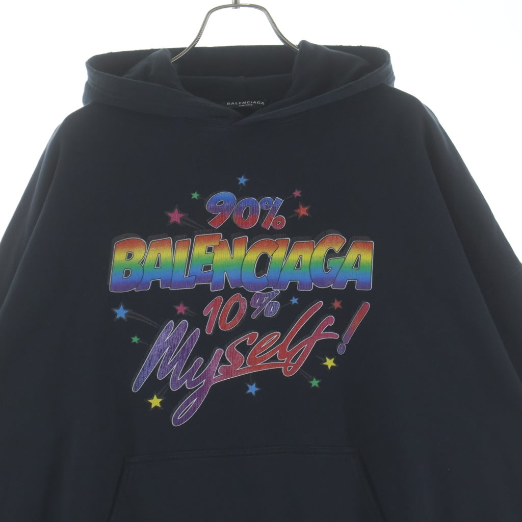 BALENCIAGA(バレンシアガ) 22AW ロゴプリント ダメージ加工 プルオーバースウェットパーカー フーディー ブラック 674986TMVH4