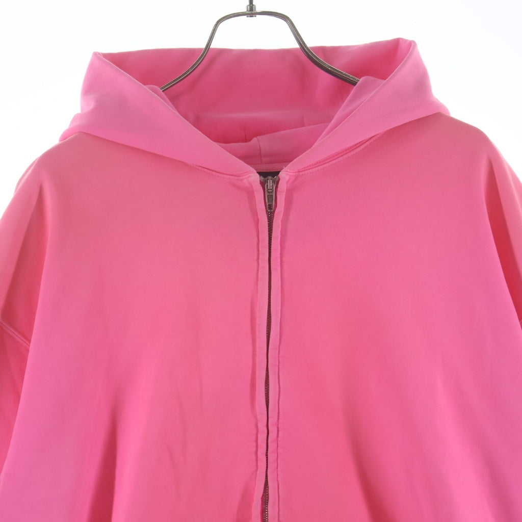 BALENCIAGA(バレンシアガ) 23SS Vintage Small Zip-up Hoodie ヴィンテージ加工 スモールジップアップパーカー フーディー ピンク 744454 TOVG5