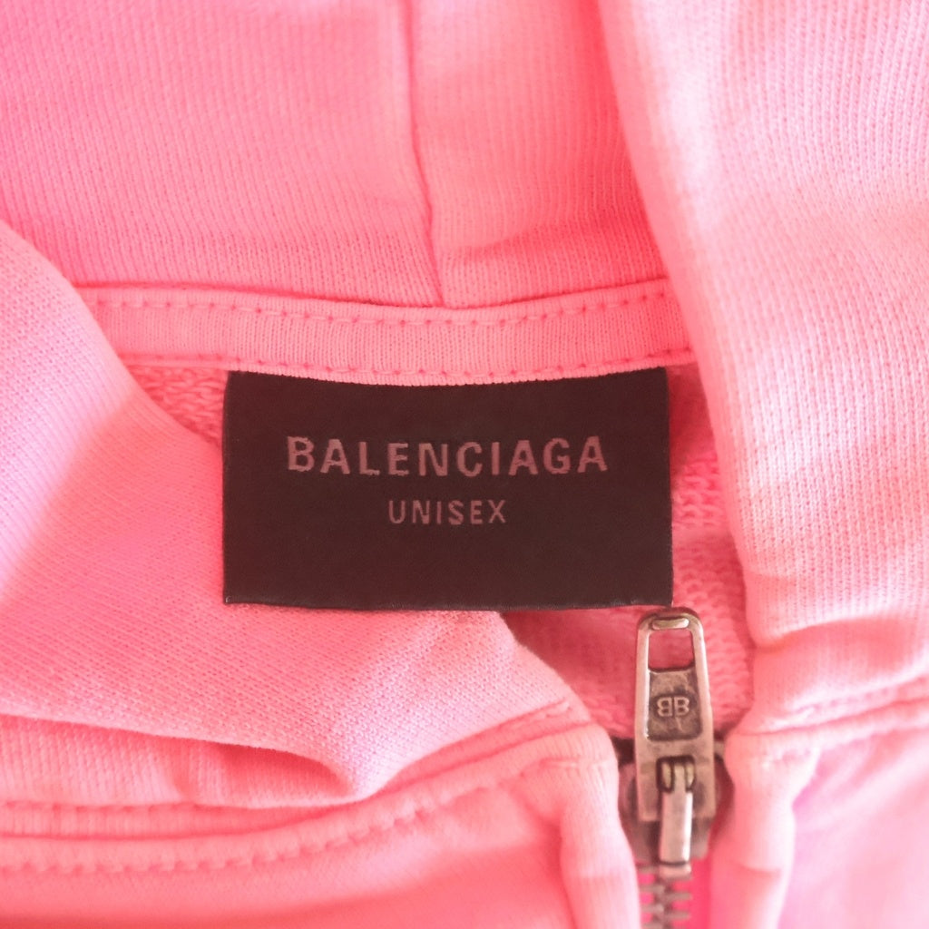 BALENCIAGA(バレンシアガ) 23SS Vintage Small Zip-up Hoodie ヴィンテージ加工 スモールジップアップパーカー フーディー ピンク 744454 TOVG5