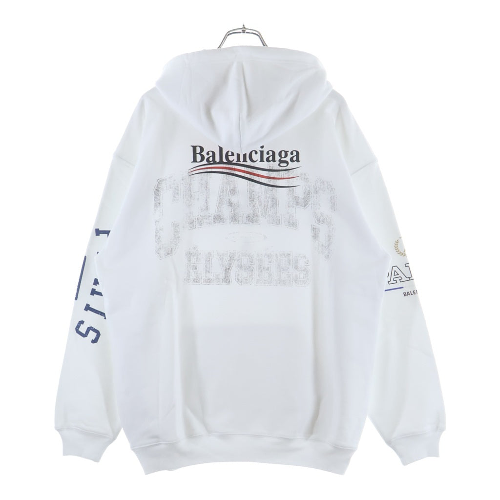 BALENCIAGA(バレンシアガ) 21AW I LOVE PARIS & ロゴプリント コットン プルオーバースウェットパーカー フーディ ホワイト 578135 TSVY8