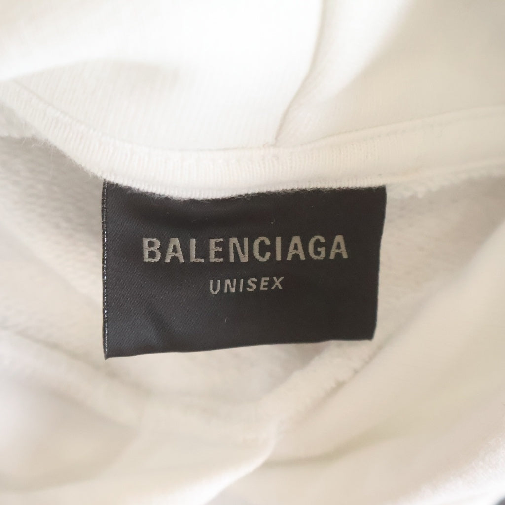 BALENCIAGA(バレンシアガ) 21AW I LOVE PARIS & ロゴプリント コットン プルオーバースウェットパーカー フーディ ホワイト 578135 TSVY8