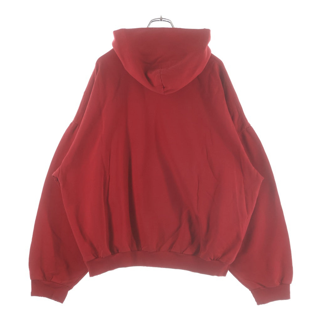 BALENCIAGA(バレンシアガ) 23AW Faux Logo Round Hem Hoodie フェイクロゴ ダメージ加工 プルオーバースウェットパーカー フーディー レッド 761458 TPVE3