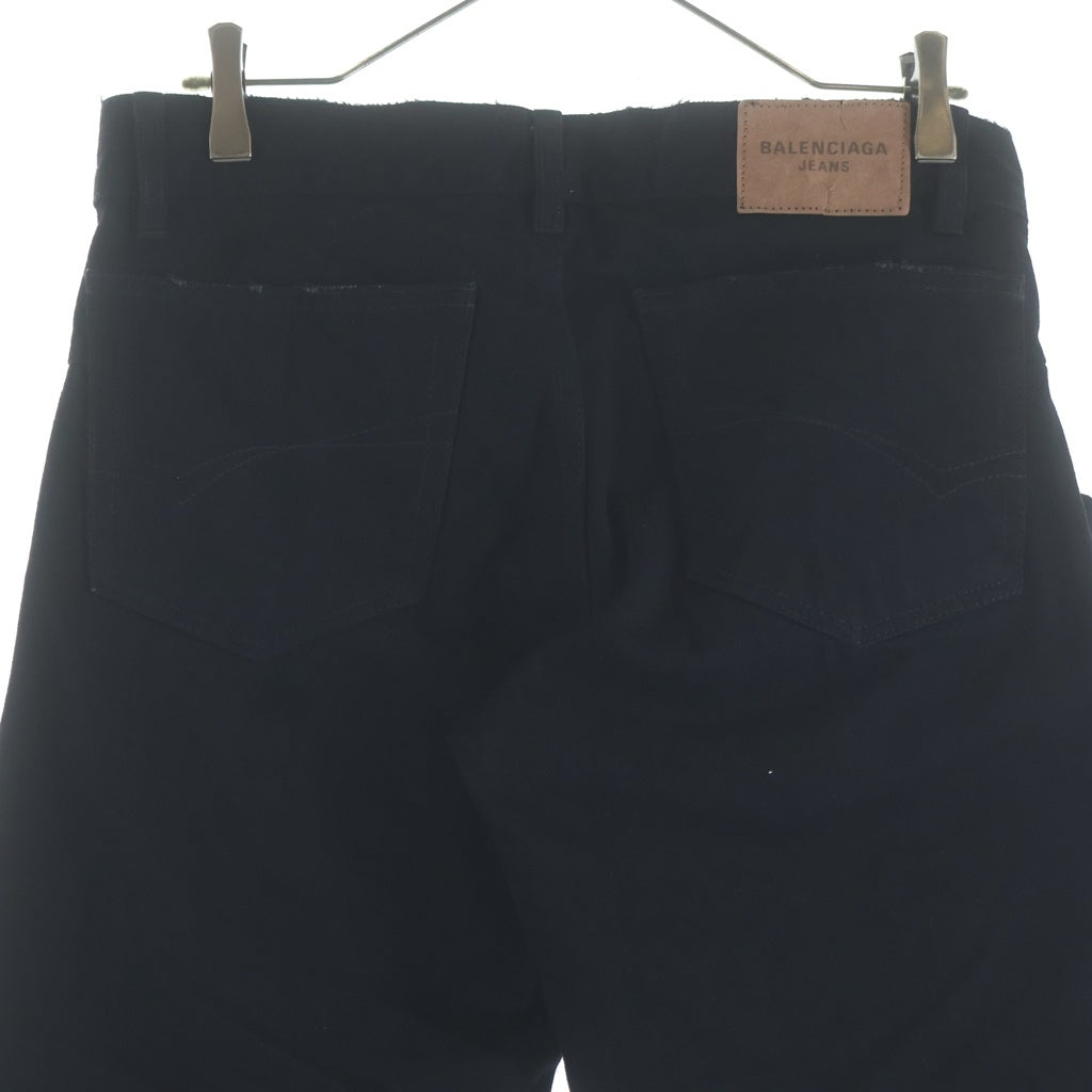 BALENCIAGA(バレンシアガ) レイヤード ポロシャツドッキング加工 ダメージ加工 バギーデニムパンツ ブラック 833435 TNW65