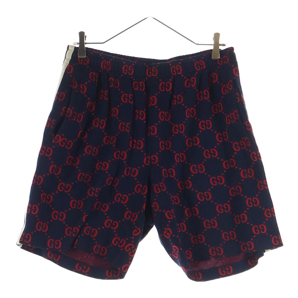 GUCCI(グッチ) 18SS GG Jaquard Jersey Shorts GGジャガード総柄 ショートパンツ ショーツ ハーフパンツ ネイビー/レッド 474632 X9L14