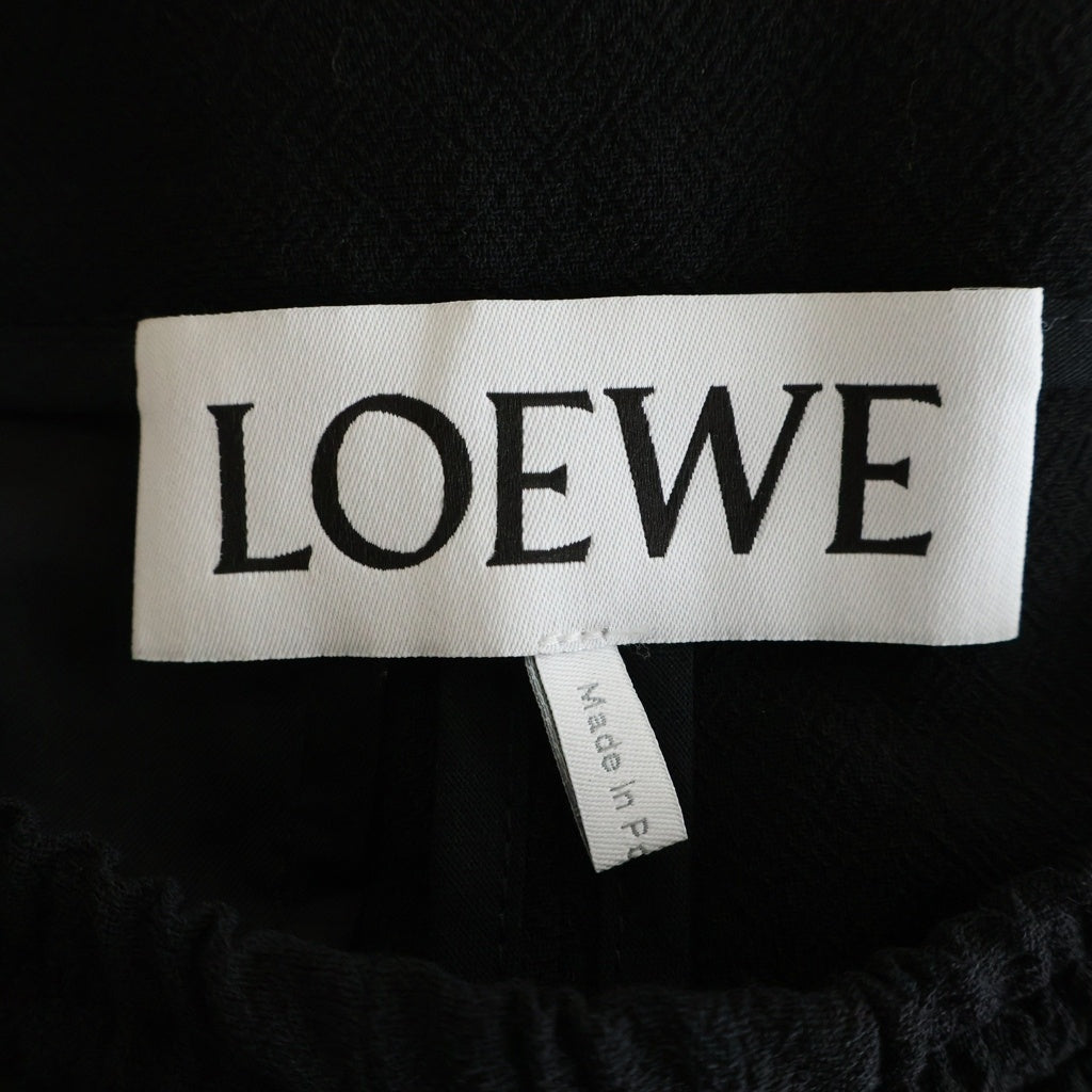 LOEWE(ロエベ) ドローストリング ワイドウール イージースラックスパンツ ブラック S359331XD2