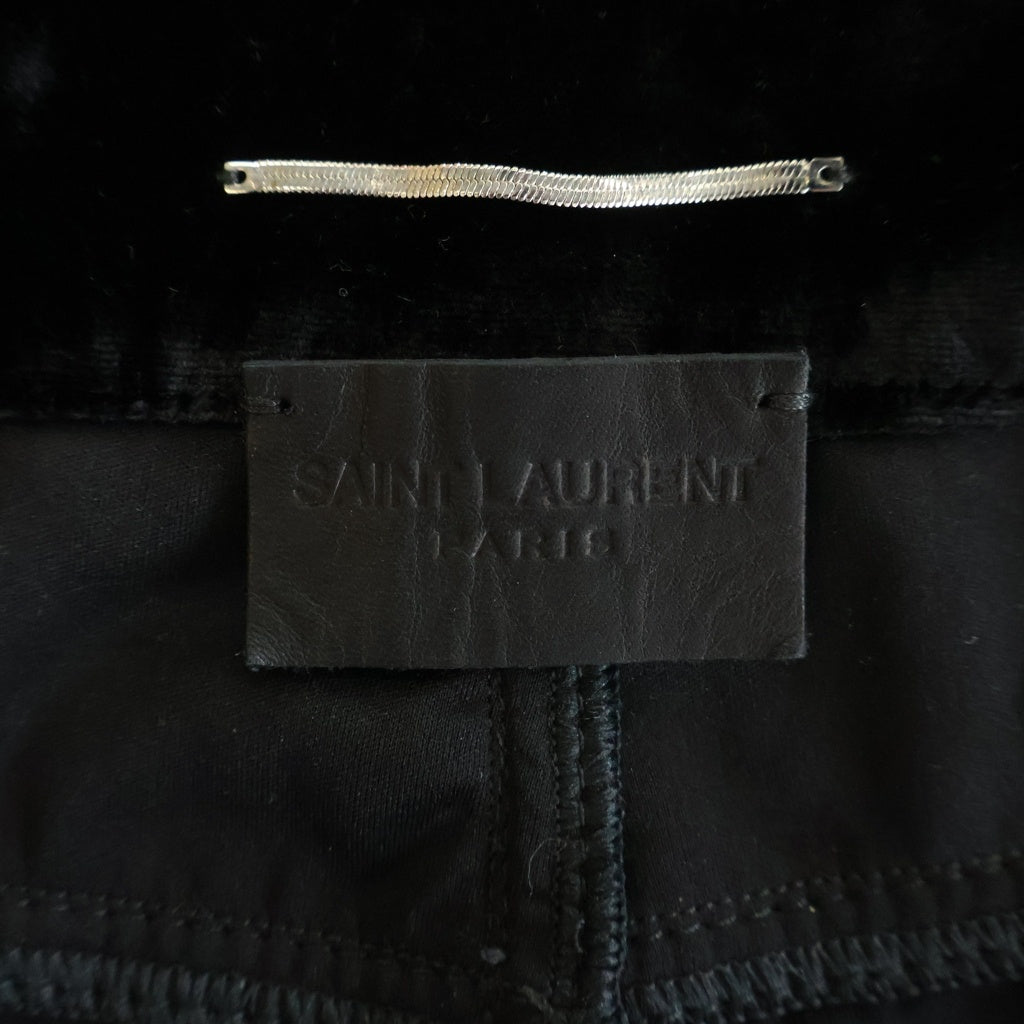 SAINT LAURENT PARIS(サンローランパリ) ベロア ボタンフライ ワイドロングパンツ ブラック 704607 Y05PA