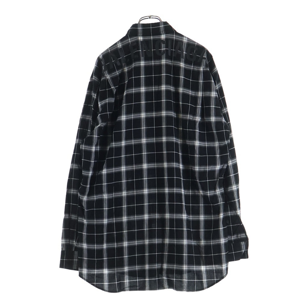 BALENCIAGA(バレンシアガ) Back Logo Check L/S Shirt バックロゴ チェック柄 長袖ボタンダウンシャツ ブラック/ホワイト 556878 TDM03