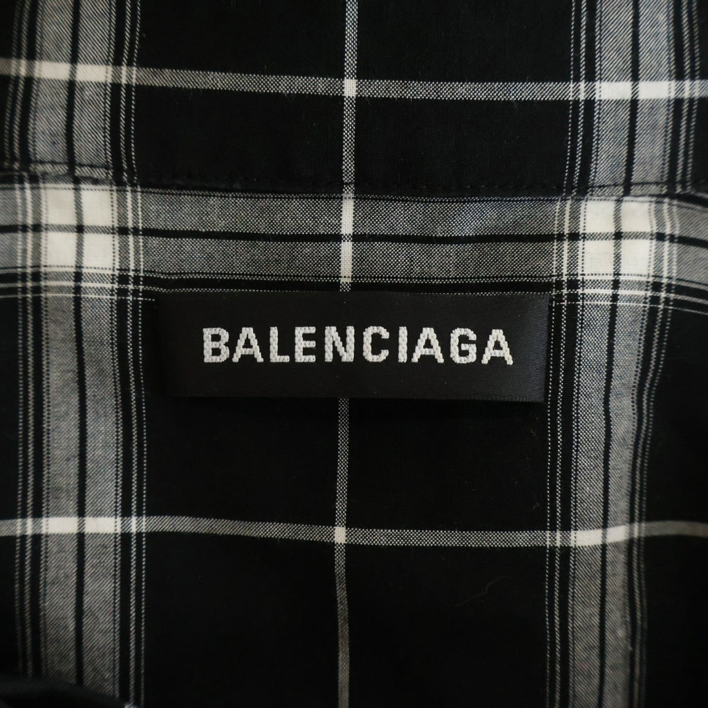 BALENCIAGA(バレンシアガ) Back Logo Check L/S Shirt バックロゴ チェック柄 長袖ボタンダウンシャツ ブラック/ホワイト 556878 TDM03