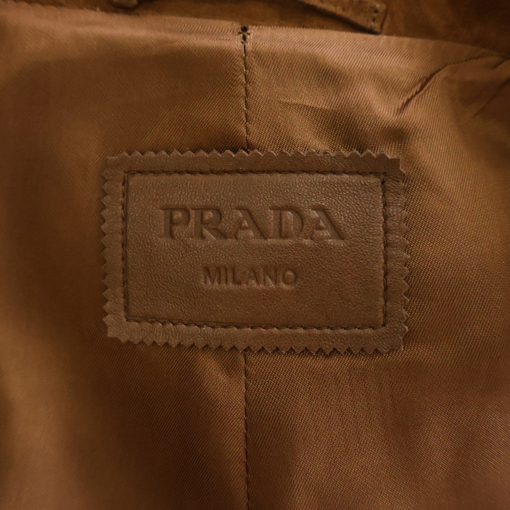 PRADA(プラダ) スウェードレザージャケット ジップアップブルゾン ブラウン UPW046