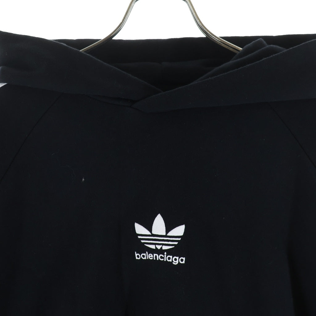 BALENCIAGA(バレンシアガ) 22AW ×adidas Hoodie Large Fit アディダス ラージフィット ロゴプリントプルオーバーパーカー フーディー ブラック 729322 TNVN2