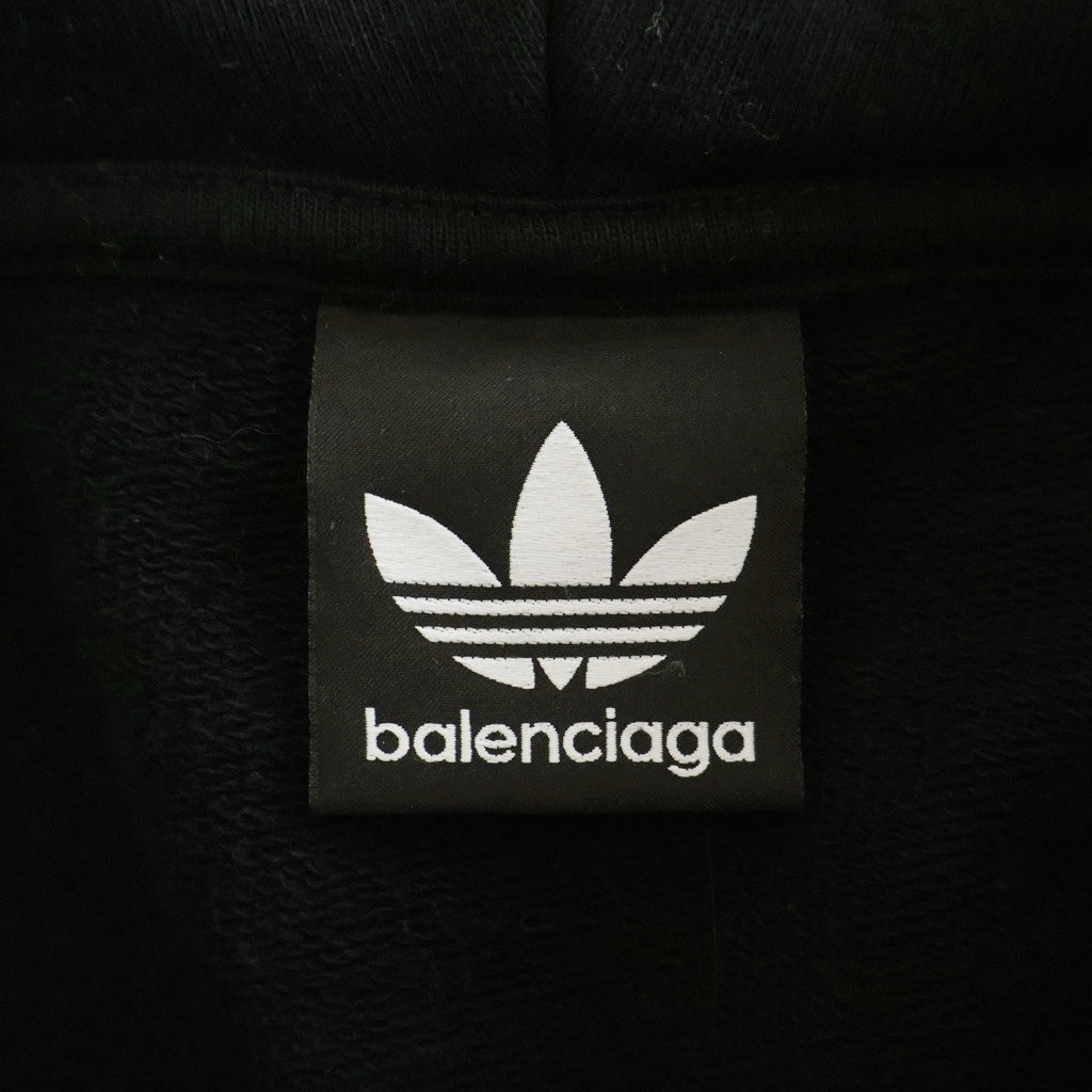 BALENCIAGA(バレンシアガ) 22AW ×adidas Hoodie Large Fit アディダス ラージフィット ロゴプリントプルオーバーパーカー フーディー ブラック 729322 TNVN2