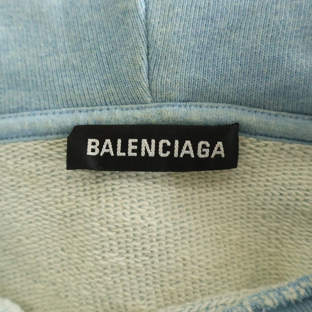 BALENCIAGA(バレンシアガ) 20SS BBロゴ フロントプリント プルオーバーパーカー フーディー ブルー 570811 THV78