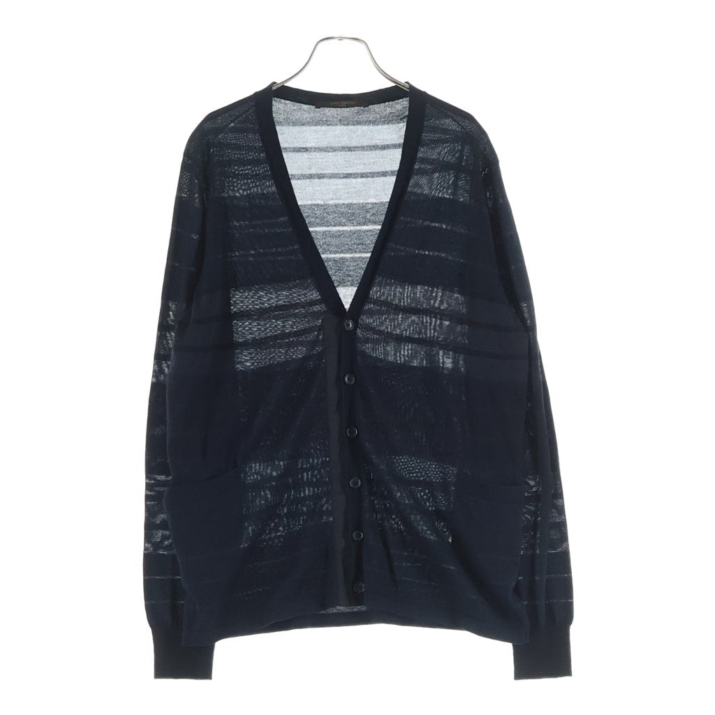 LOUIS VUITTON(ルイヴィトン) シルクカシミヤ混 ボーダーニットカーディガン ブラック/ネイビー RM101 MQKN93K54