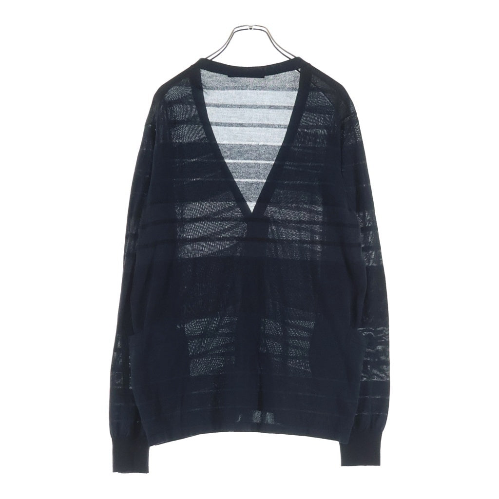LOUIS VUITTON(ルイヴィトン) シルクカシミヤ混 ボーダーニットカーディガン ブラック/ネイビー RM101 MQKN93K54