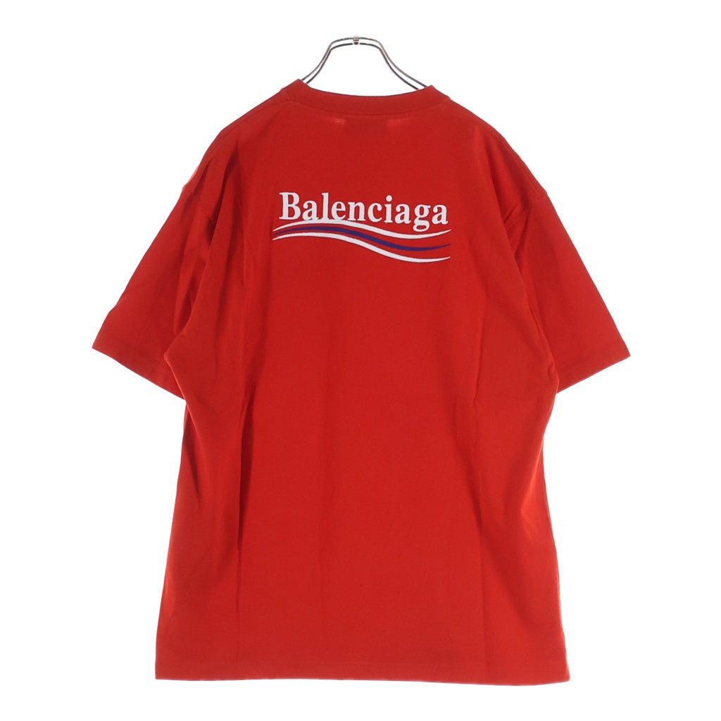 BALENCIAGA(バレンシアガ) 21SS Political Campaign Oversized Tee ポリティカル キャンペーンロゴ刺繍Tシャツ 半袖クルーネックカットソー レッド 641655 TKVJ1