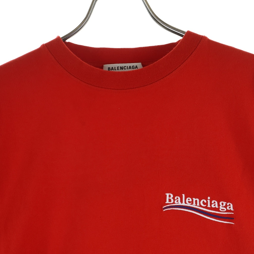 BALENCIAGA(バレンシアガ) 21SS Political Campaign Oversized Tee ポリティカル キャンペーンロゴ刺繍Tシャツ 半袖クルーネックカットソー レッド 641655 TKVJ1