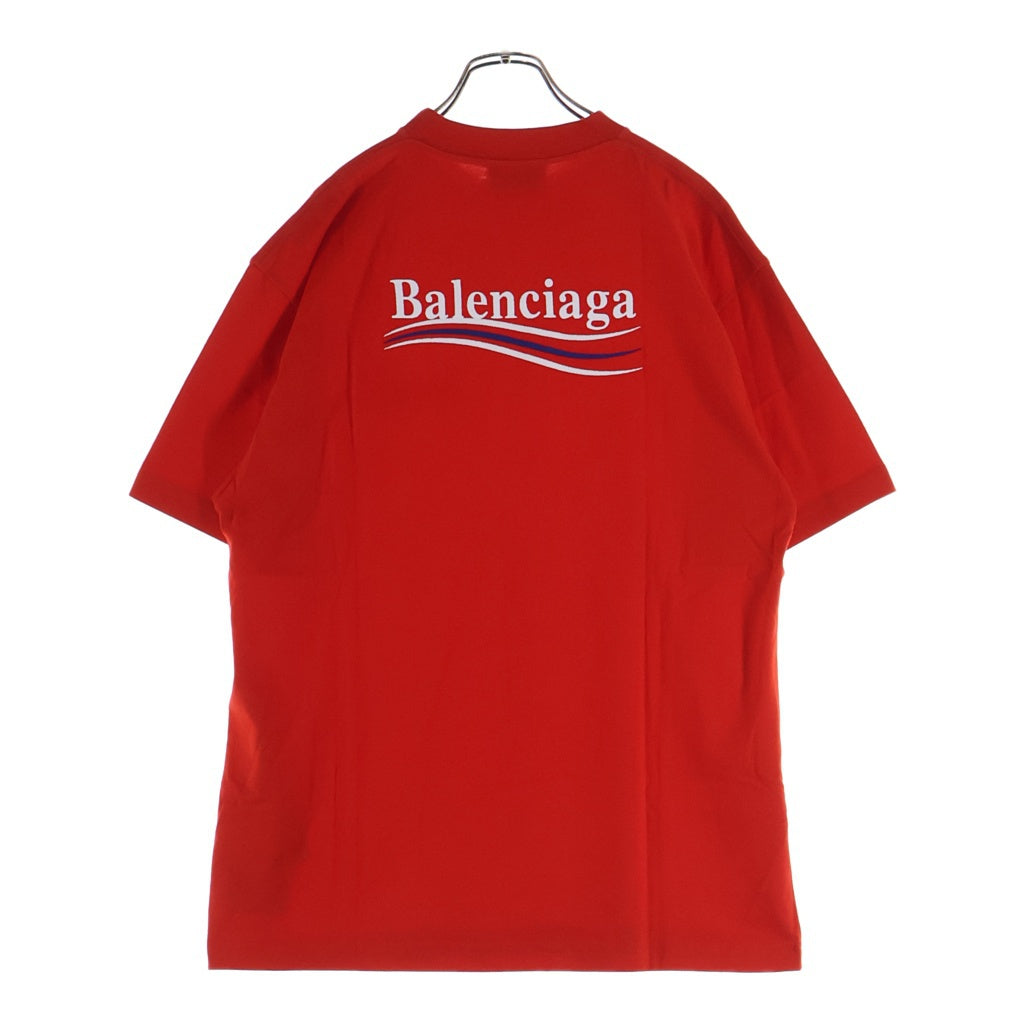 BALENCIAGA(バレンシアガ) 21SS Political Campaign Oversized Tee ポリティカル キャンペーンロゴ刺繍Tシャツ 半袖クルーネックカットソー レッド 641655 TKVJ1