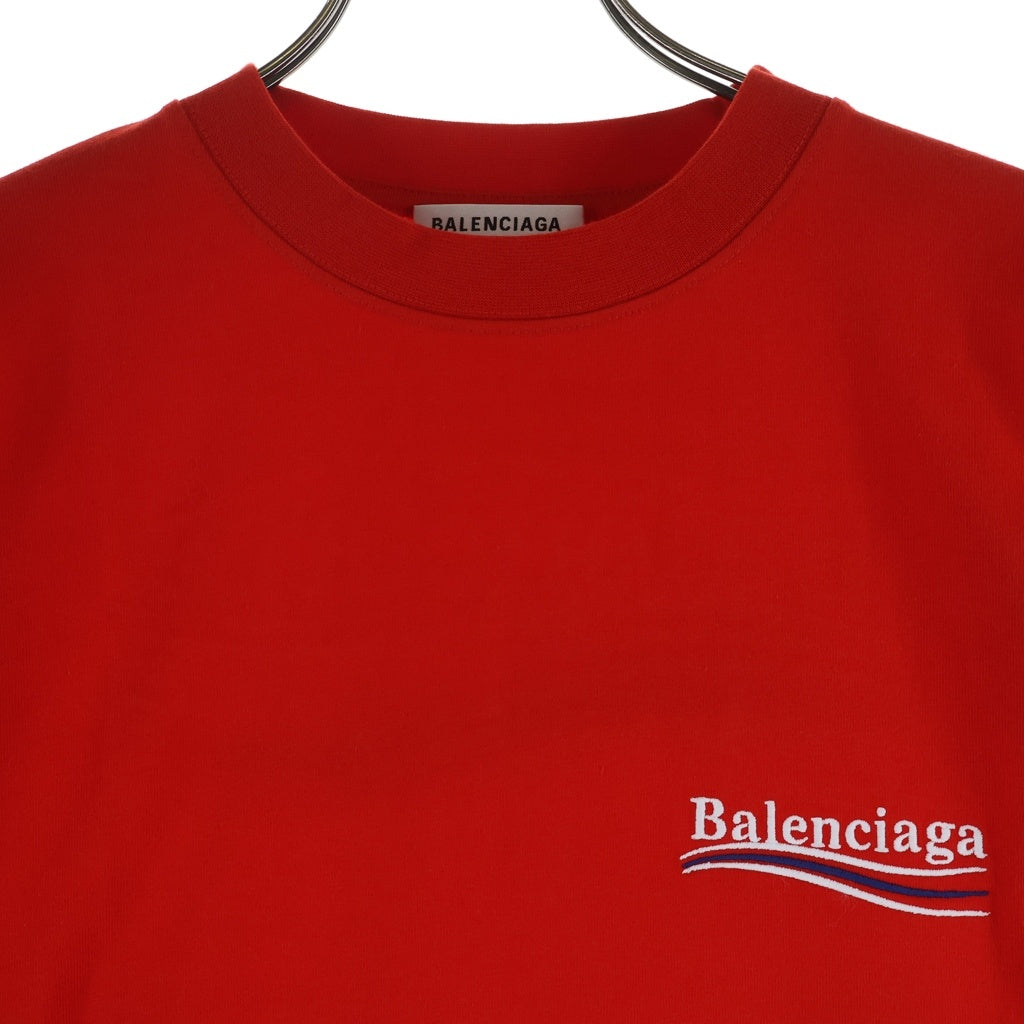 BALENCIAGA(バレンシアガ) 21SS Political Campaign Oversized Tee ポリティカル キャンペーンロゴ刺繍Tシャツ 半袖クルーネックカットソー レッド 641655 TKVJ1