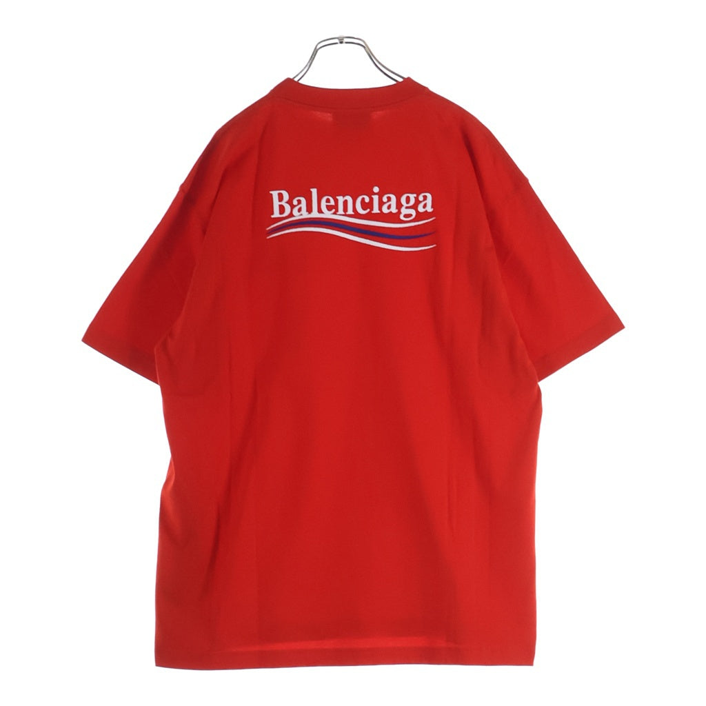 BALENCIAGA(バレンシアガ) 21SS Political Campaign Oversized Tee ポリティカル キャンペーンロゴ刺繍Tシャツ 半袖クルーネックカットソー レッド 641655 TKVJ1