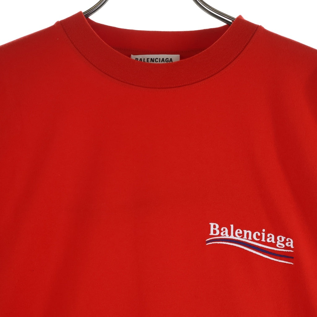 BALENCIAGA(バレンシアガ) 21SS Political Campaign Oversized Tee ポリティカル キャンペーンロゴ刺繍Tシャツ 半袖クルーネックカットソー レッド 641655 TKVJ1