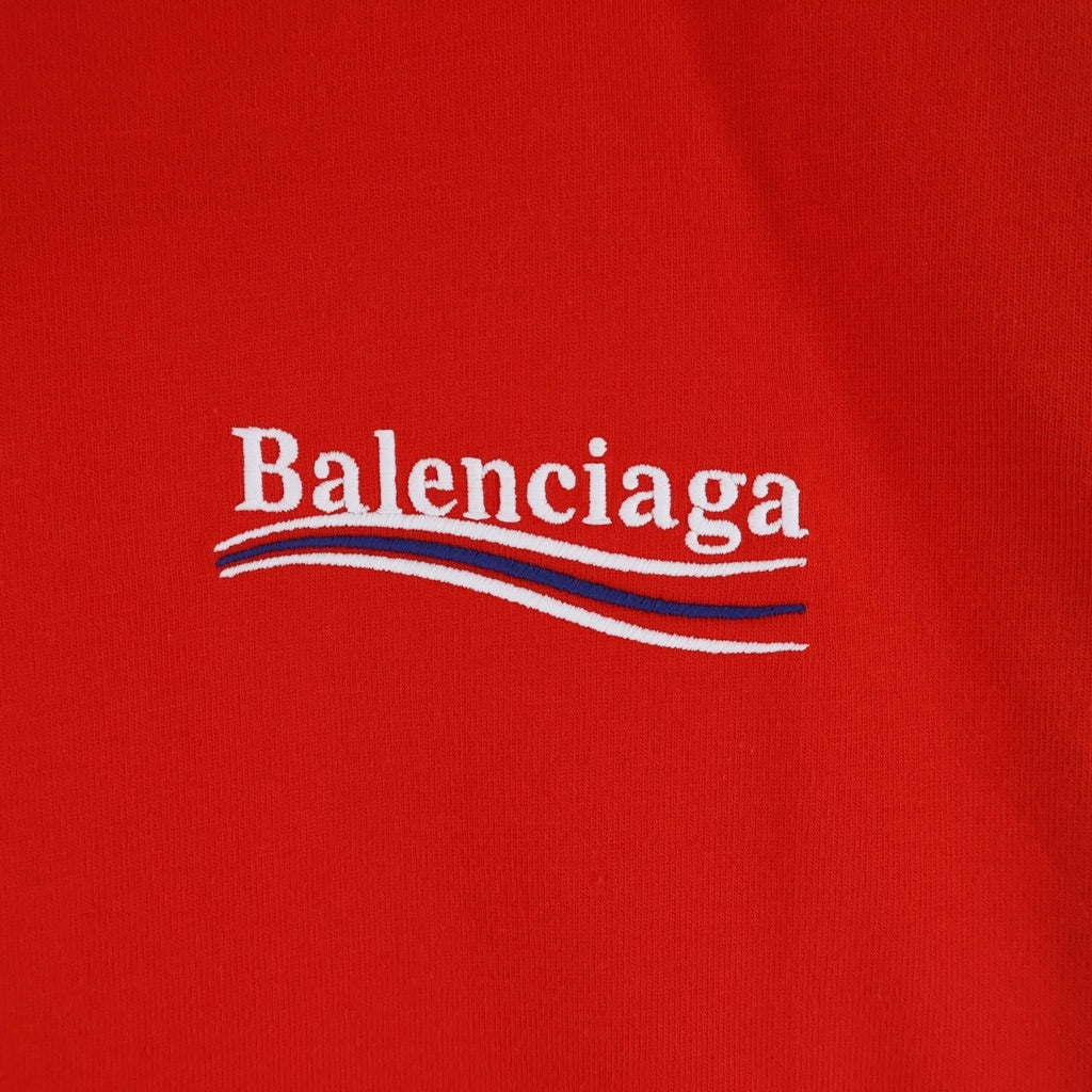 BALENCIAGA(バレンシアガ) 21SS Political Campaign Oversized Tee ポリティカル キャンペーンロゴ刺繍Tシャツ 半袖クルーネックカットソー レッド 641655 TKVJ1