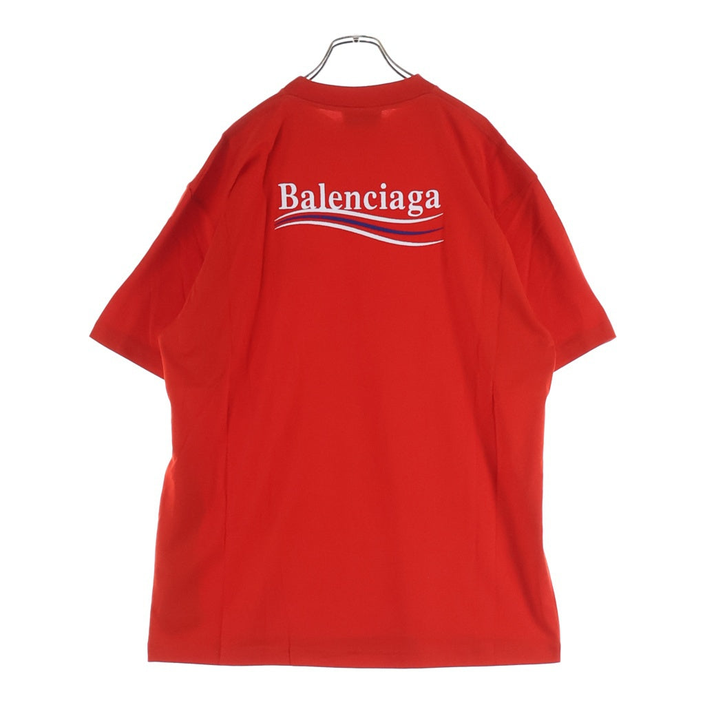 BALENCIAGA(バレンシアガ) 21SS Political Campaign Oversized Tee ポリティカル キャンペーンロゴ刺繍Tシャツ 半袖クルーネックカットソー レッド 641655 TKVJ1