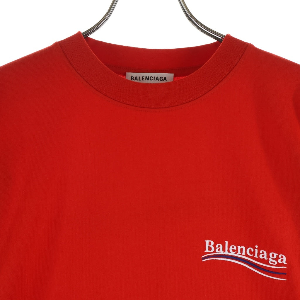 BALENCIAGA(バレンシアガ) 21SS Political Campaign Oversized Tee ポリティカル キャンペーンロゴ刺繍Tシャツ 半袖クルーネックカットソー レッド 641655 TKVJ1