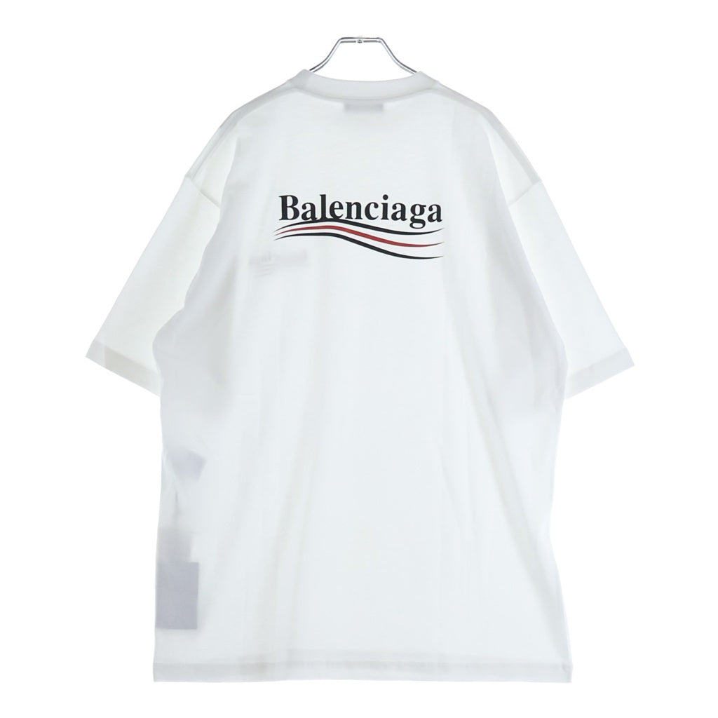 BALENCIAGA(バレンシアガ) 21AW Political Campaign Large Fit Tee ポリティカル キャンペーンロゴプリントTシャツ 半袖クルーネックカットソー ホワイト 620969 TIV52