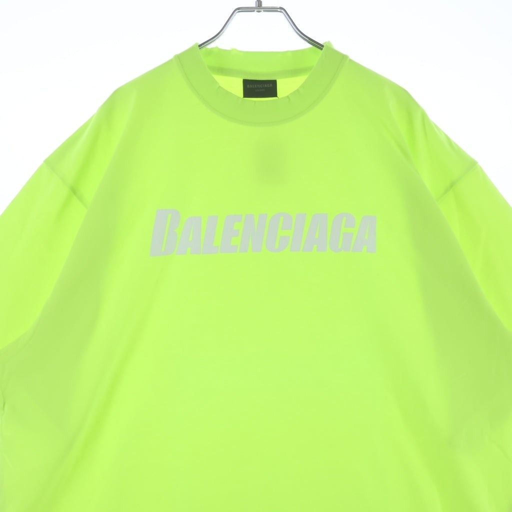 BALENCIAGA(バレンシアガ) デストロイ加工 ロゴプリント オーバーサイズTシャツ 半袖クルーネックカットソー イエロー 651795 TNVL1